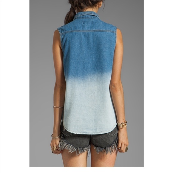 MINKPINK Ombre faded sleeveless denim jean shirt size medium - Picture 4 of 12